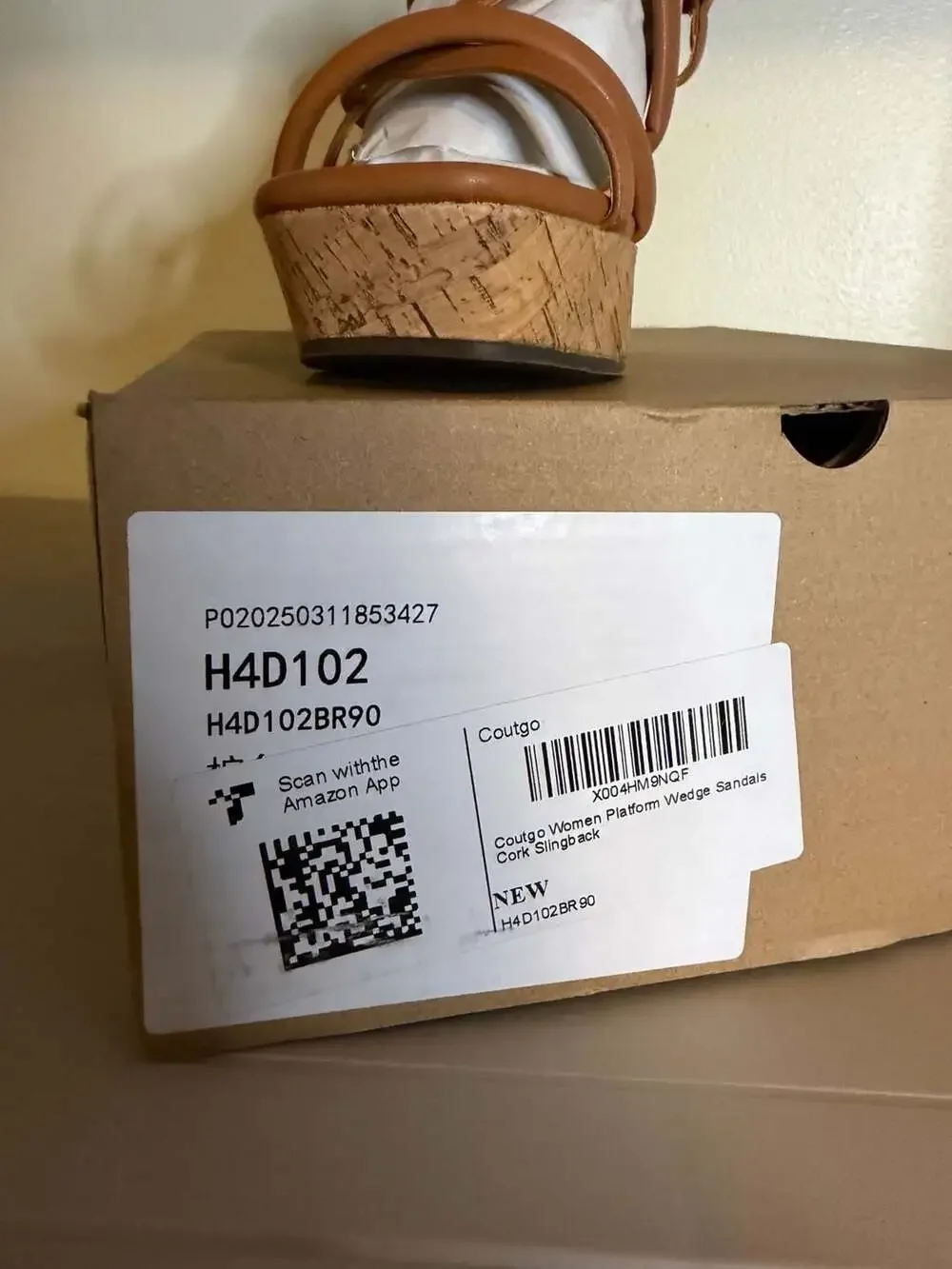 Coutgo Women's Platform Wedge Sandals Cork Slingback Heels